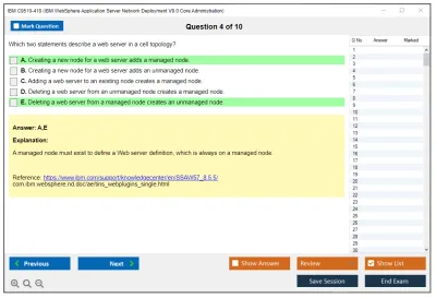 IBM C9510-418 IBM WebSphere Application Server Network Deployment V9.0 Core Administration Practice test exam simulator test engine exam Prep practice test questions answers Image 4