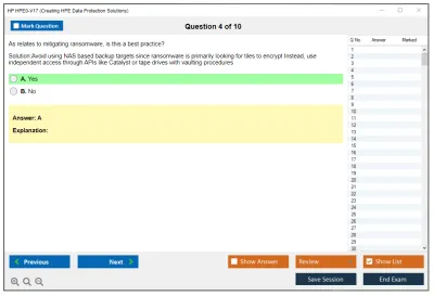 HP HPE0-V17 Creating HPE Data Protection Solutions Practice test exam simulator test engine exam Prep practice test questions answers Image 4