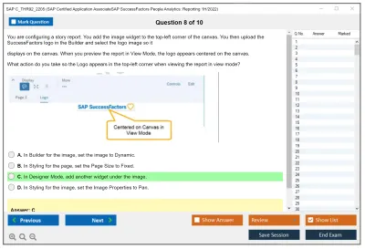 SAP C_THR92_2205 SAP Certified Application AssociateSAP SuccessFactors People Analytics: Reporting 1H/2022 Practice test exam simulator test engine exam Prep practice test questions answers Image 8