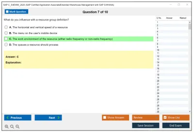SAP C_S4EWM_2020 SAP Certified Associate - Extended Warehouse Management with SAP S/4HANA Practice test exam simulator test engine exam Prep practice test questions answers Image 7