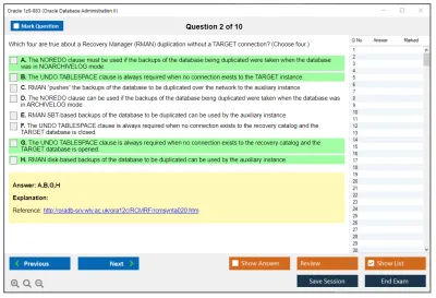 Oracle 1z0-083 Oracle Database Administration II Practice test exam simulator test engine exam Prep practice test questions answers Image 2