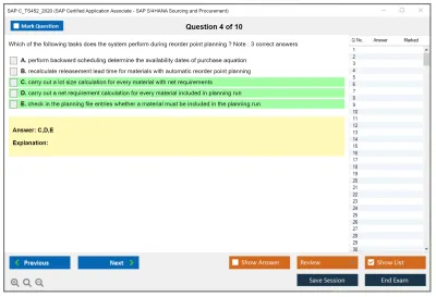 SAP C_TS452_2020 SAP Certified Application Associate - SAP S/4HANA Sourcing and Procurement Practice test exam simulator test engine exam Prep practice test questions answers Image 4