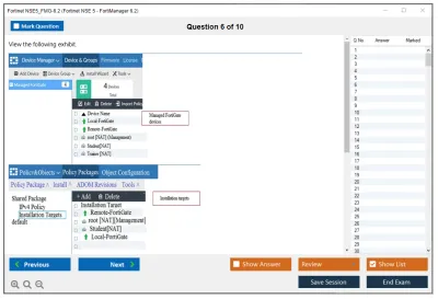 Fortinet NSE5_FMG-6.2 Fortinet NSE 5 - FortiManager 6.2 Practice test exam simulator test engine exam Prep practice test questions answers Image 6