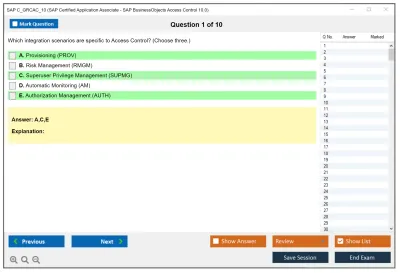 SAP C_GRCAC_10 SAP Certified Application Associate - SAP BusinessObjects Access Control 10.0 Practice test exam simulator test engine exam Prep practice test questions answers Image 1