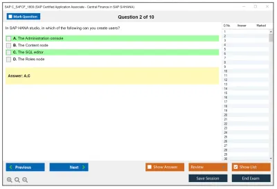 SAP C_S4FCF_1809 SAP Certified Application Associate - Central Finance in SAP S/4HANA Practice test exam simulator test engine exam Prep practice test questions answers Image 2