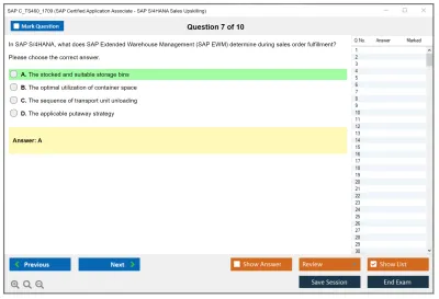 SAP C_TS460_1709 SAP Certified Application Associate - SAP S/4HANA Sales Upskilling Practice test exam simulator test engine exam Prep practice test questions answers Image 7