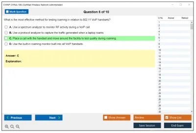 CWNP CWNA-108 Certified Wireless Network Administrator Practice test exam simulator test engine exam Prep practice test questions answers Image 6
