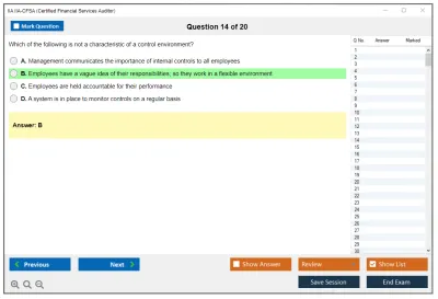 IIA IIA-CFSA Certified Financial Services Auditor Practice test exam simulator test engine exam Prep practice test questions answers Image 14