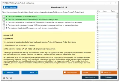 HP HPE2-W07 Selling Aruba Products and Solutions Practice test exam simulator test engine exam Prep practice test questions answers Image 4
