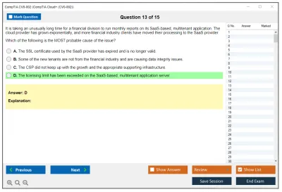 CompTIA CV0-002 CompTIA Cloud+ (CV0-002) Practice test exam simulator test engine exam Prep practice test questions answers Image 13