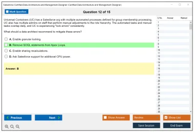 Salesforce Certified-Data-Architecture-and-Management-Designer Certified Data Architecture and Management Designer Practice test exam simulator test engine exam Prep practice test questions answers Image 12