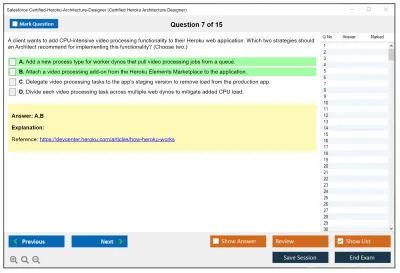 Salesforce Certified-Heroku-Architecture-Designer Salesforce Certified Heroku Architect Practice test exam simulator test engine exam Prep practice test questions answers Image 7