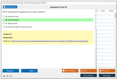 Cisco 300-720 Securing Email with Cisco Email Security Appliance (300-720 SESA) Practice test exam simulator test engine exam Prep practice test questions answers Image 10