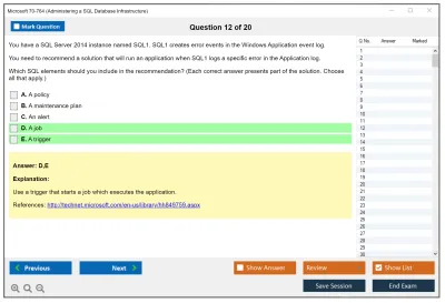 Microsoft 70-764 Administering a SQL Database Infrastructure Practice test exam simulator test engine exam Prep practice test questions answers Image 12
