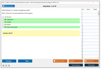 SAP C_BOBIP_42 SAP Certified Application Associate - SAP BusinessObjects Business Intelligence Platform 4.2 Practice test exam simulator test engine exam Prep practice test questions answers Image 1