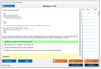 CIW 1D0-635 CIW JavaScript Specialist Practice test exam simulator test engine exam Prep practice test questions answers Image 1