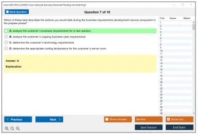 Cisco 650-059 Cisco Lifecycle Services Advanced Routing and Switching (LCSARS) Practice test exam simulator test engine exam Prep practice test questions answers Image 7