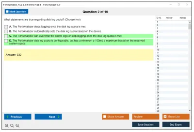 Fortinet NSE5_FAZ-6.2 Fortinet NSE 5 - FortiAnalyzer 6.2 Practice test exam simulator test engine exam Prep practice test questions answers Image 2