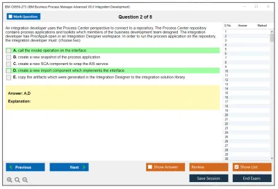 IBM C9550-273 IBM Business Process Manager Advanced V8.0 Integration Development Practice test exam simulator test engine exam Prep practice test questions answers Image 2