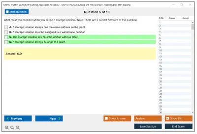 SAP C_TS450_2020 SAP Certified Application Associate - SAP S/4HANA Sourcing and Procurement - Upskilling for ERP Experts Practice test exam simulator test engine exam Prep practice test questions answers Image 5