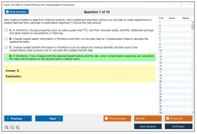 Oracle 1z0-1080-22 Oracle Planning 2022 Implementation Professional Practice test exam simulator test engine exam Prep practice test questions answers Image 7