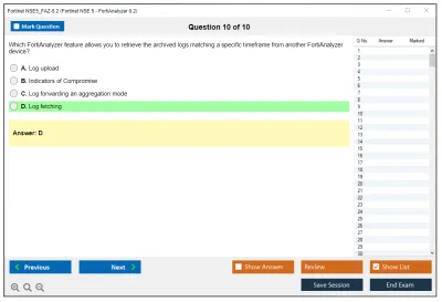 Fortinet NSE5_FAZ-6.2 Fortinet NSE 5 - FortiAnalyzer 6.2 Practice test exam simulator test engine exam Prep practice test questions answers Image 10