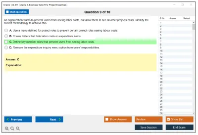 Oracle 1z0-511 Oracle E-Business Suite R12 Project Essentials Practice test exam simulator test engine exam Prep practice test questions answers Image 9
