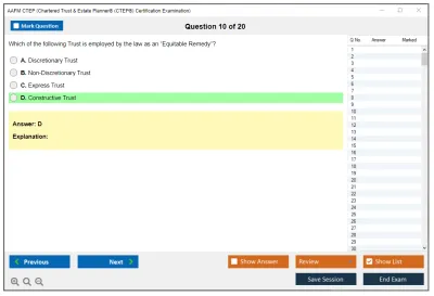 AAFM CTEP Chartered Trust & Estate Planner® (CTEP®) Certification Examination Practice test exam simulator test engine exam Prep practice test questions answers Image 10