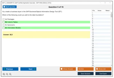 SAP C_HANAIMP151 SAP Certified Application Associate - SAP HANA (Edition 2015) Practice test exam simulator test engine exam Prep practice test questions answers Image 5