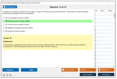Test Prep LEED Leadership in Energy and Environmental Design Practice test exam simulator test engine exam Prep practice test questions answers Image 13