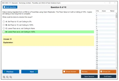EMC DES-1111 Specialist - Technology Architect. PowerMax and VMAX All Flash Solutions Exam Practice test exam simulator test engine exam Prep practice test questions answers Image 8
