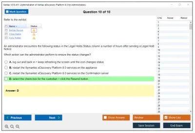 Veritas VCS-411 Administration of Veritas eDiscovery Platform 8.0 for Administrators Practice test exam simulator test engine exam Prep practice test questions answers Image 10