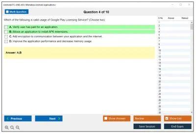 Android AND-403 Monetize Android Applications Practice test exam simulator test engine exam Prep practice test questions answers Image 4