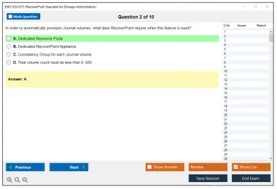 EMC E20-575 Specialist-System Administrator, RecoverPoint Version 2.0 Practice test exam simulator test engine exam Prep practice test questions answers Image 2