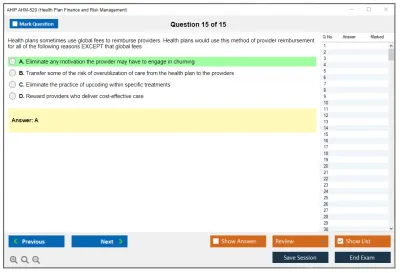 AHIP AHM-520 Health Plan Finance and Risk Management Practice test exam simulator test engine exam Prep practice test questions answers Image 15
