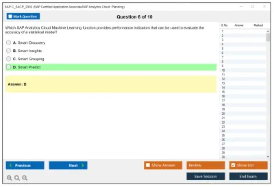 SAP C_SACP_2302 SAP Certified Associate - SAP Analytics Cloud: Planning Practice test exam simulator test engine exam Prep practice test questions answers Image 6