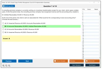 Oracle 1z0-1057 Oracle Project Portfolio Management Cloud 2019 Implementation Essentials Practice test exam simulator test engine exam Prep practice test questions answers Image 7