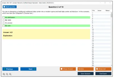 Juniper JN0-1301 Juniper Networks Certified Design Specialist - Data Center (JNCDS-DC) Practice test exam simulator test engine exam Prep practice test questions answers Image 2