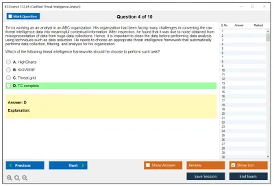 ECCouncil 312-85 Certified Threat Intelligence Analyst (CTIA) Practice test exam simulator test engine exam Prep practice test questions answers Image 4