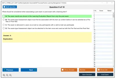 SAP C_THR88_2211 SAP Certified Application AssociateSAP SuccessFactors Learning Management 1H/2022 Practice test exam simulator test engine exam Prep practice test questions answers Image 9