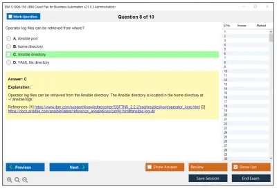 IBM C1000-150 IBM Cloud Pak for Business Automation v21.0.3 Administration Practice test exam simulator test engine exam Prep practice test questions answers Image 8