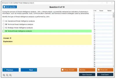 ECCouncil 312-85 Certified Threat Intelligence Analyst (CTIA) Practice test exam simulator test engine exam Prep practice test questions answers Image 8