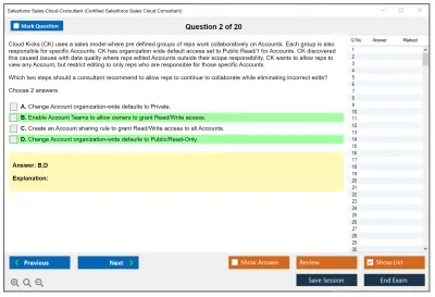 Salesforce Sales-Cloud-Consultant Salesforce Certified Sales Cloud Consultant Practice test exam simulator test engine exam Prep practice test questions answers Image 2
