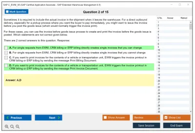 SAP C_EWM_95 SAP Certified Application Associate - SAP Extended Warehouse Management 9.5 Practice test exam simulator test engine exam Prep practice test questions answers Image 2