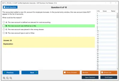 SAP C_TB1200_10 SAP Certified Associate - SAP Business One Release 10.0 Practice test exam simulator test engine exam Prep practice test questions answers Image 6