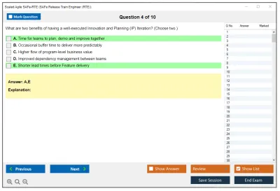 Scaled Agile SAFe-RTE SAFe Release Train Engineer (RTE) Practice test exam simulator test engine exam Prep practice test questions answers Image 4