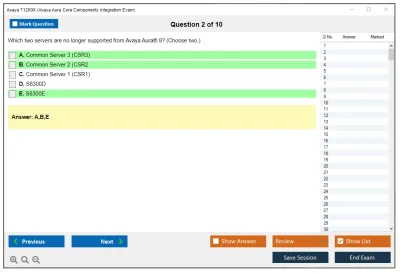Avaya 71200X Avaya Aura Core Components Integration Exam Practice test exam simulator test engine exam Prep practice test questions answers Image 2