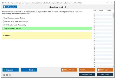 Salesforce Development-Lifecycle-and-Deployment-Architect Salesforce Certified Development Lifecycle and Deployment Architect Practice test exam simulator test engine exam Prep practice test questions answers Image 10