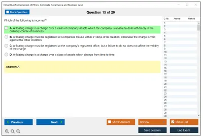 Cima BA4 Fundamentals of Ethics, Corporate Governance and Business Law Practice test exam simulator test engine exam Prep practice test questions answers Image 15
