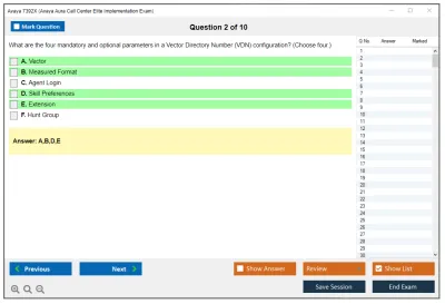 Avaya 7392X Avaya Aura Call Center Elite Implementation Exam Practice test exam simulator test engine exam Prep practice test questions answers Image 2